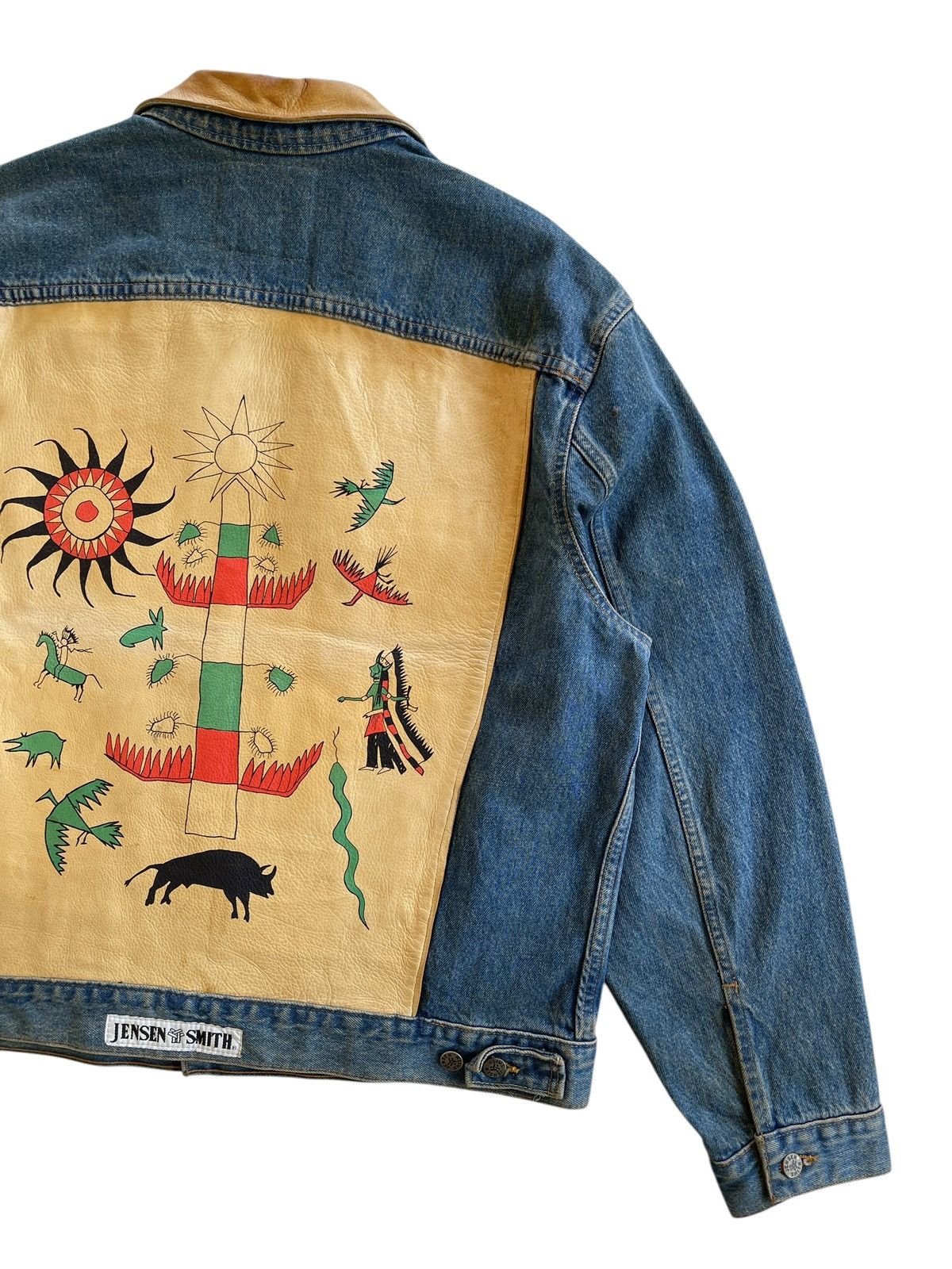 Vintage 1980s Cowboy Code Dirty Denim Jacket Size US L / EU 52-54 / 3 - 6 Thumbnail