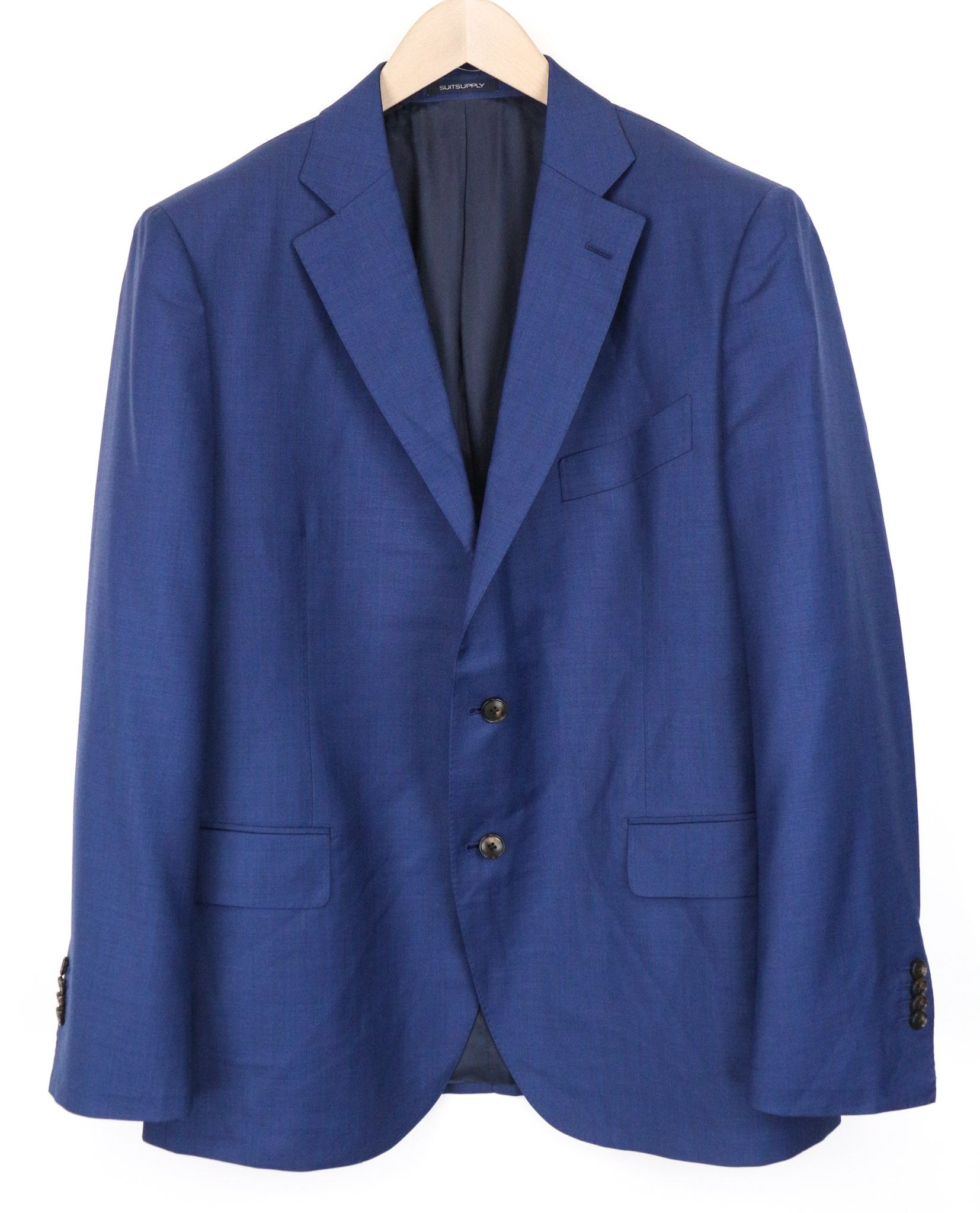 Suitsupply LAZIO UK48S Blue Sharkskin Wool Suit 75029 Size 48S - 4 Thumbnail