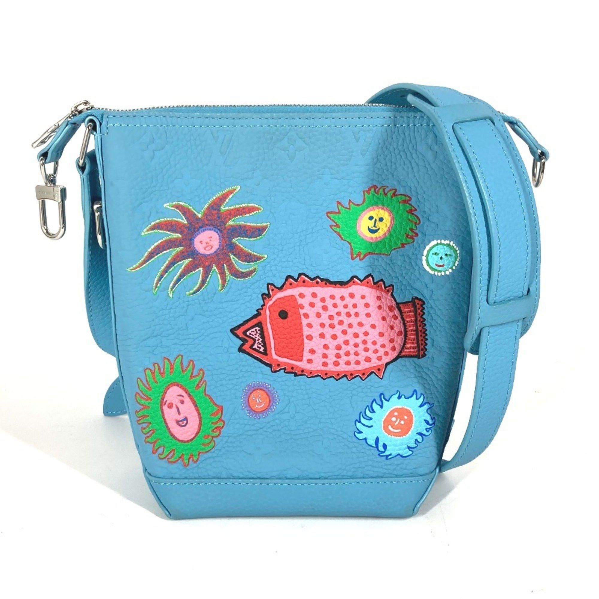 Louis Vuitton M21716 Lv×Yk Monogram Taurillon Hobo Cruiser Applique Pochette Shoulder Bag Leather Men's Women's Blue G-241025-1
