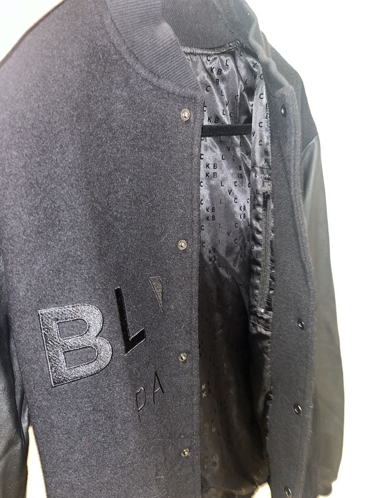 Designer Blvck Paris Leather Sleeved Jacket Size US L / EU 52-54 / 3 - 7 Thumbnail