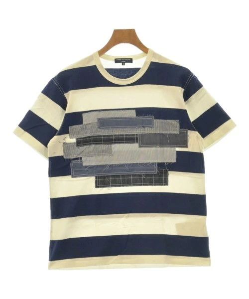 Comme des Garcons Homme T-Shirts Cotton Border Short Sleeve Patch Pattern White Navy Size US S / EU 44-46 / 1 - 1 Thumbnail