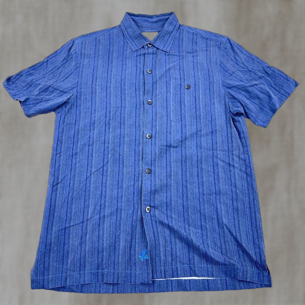 Tommy Bahama Tommy Bahama Button-Up Shirt Men M Blue Silk Hawaiian Camp Striped Floral Casual Beach Tourist Size US M / EU 48-50 / 2 - 1 Thumbnail