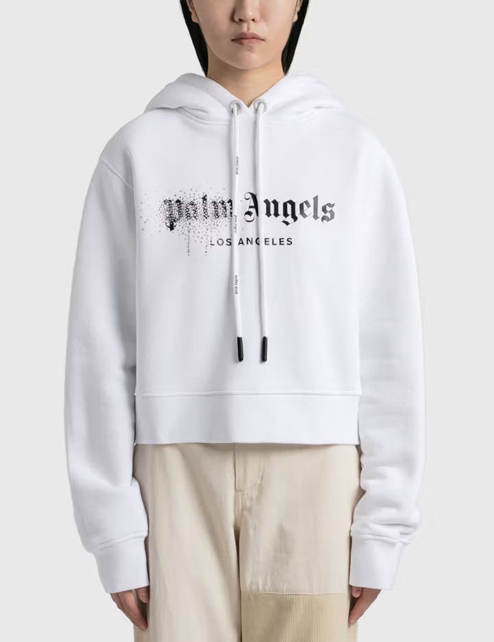Palm Angels o1y1225 Logo Hoodie in White Size L / US 10 / IT 46 - 1 Thumbnail