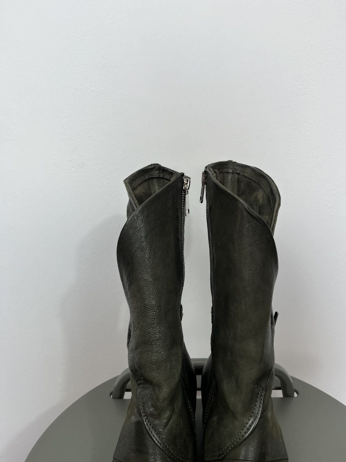 A.S.98 A.S.98 Leather Boots Green Women EU 38 Biker Buckle Zip Size US 7 / IT 37 - 20 Thumbnail