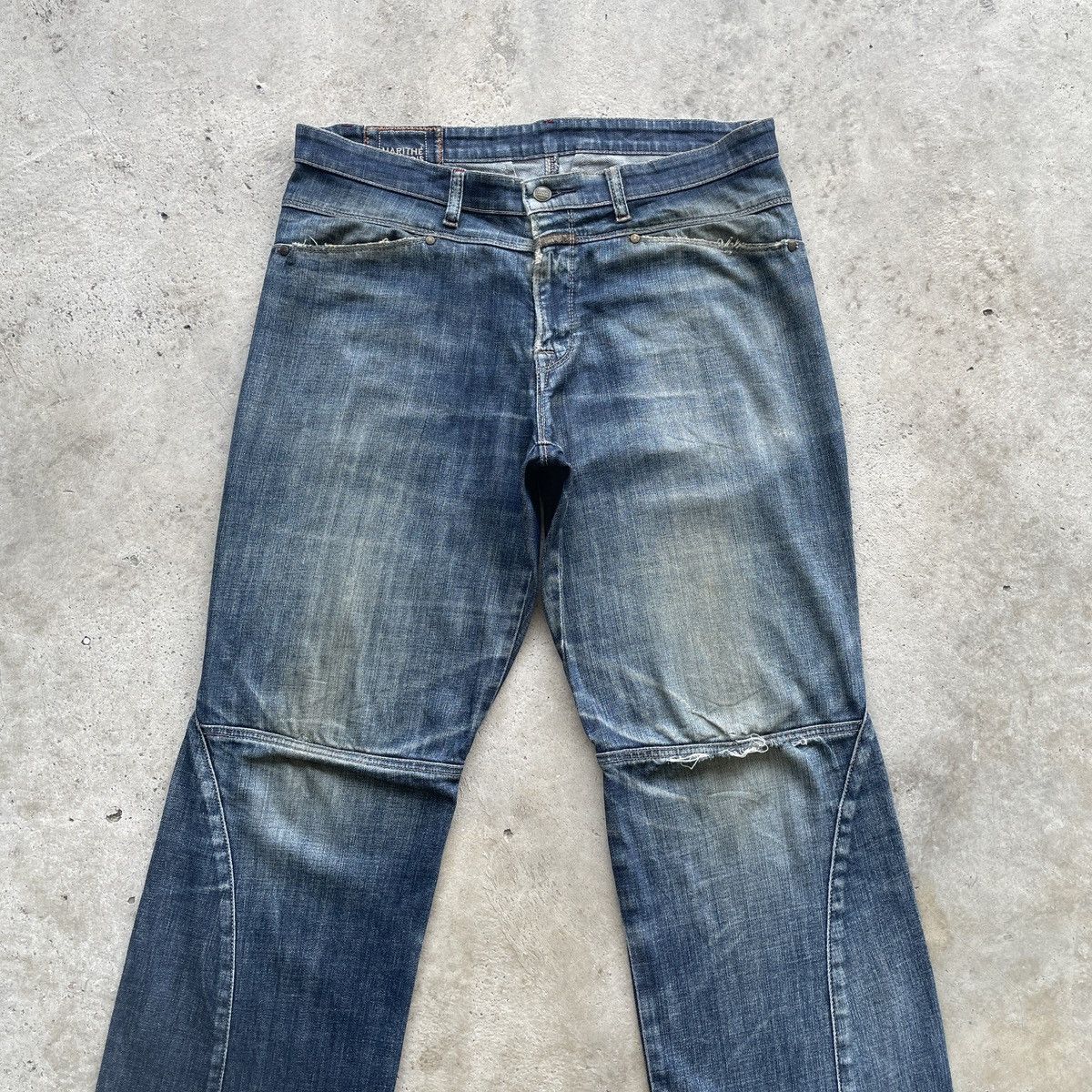 Marithe + Francois Girbaud Vintage Marithe Francois Girbaud FLARE Faded Jeans Pants Size US 35 - 3 Thumbnail