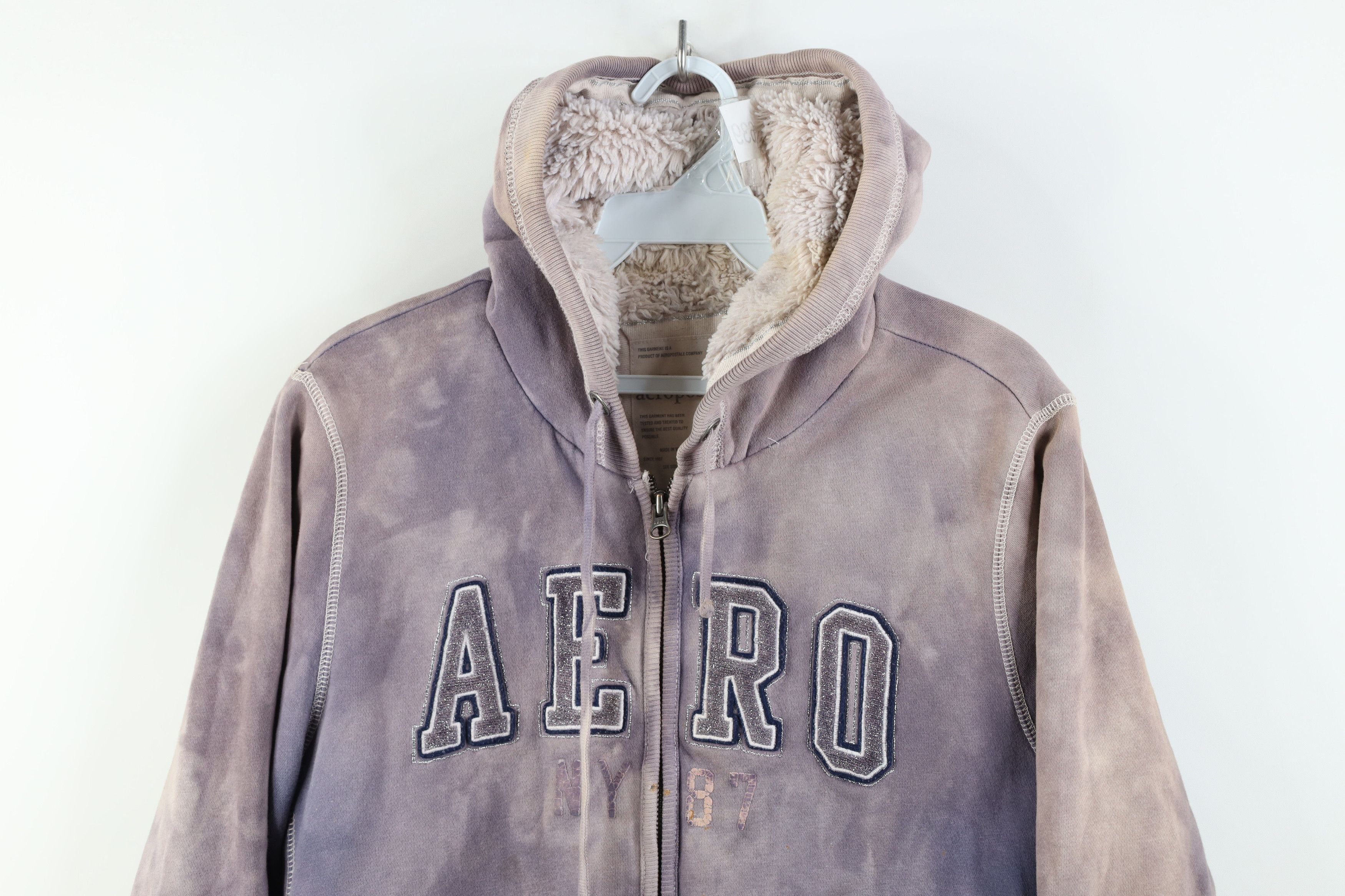 Aeropostale Vintage Y2K Aeropostale Fur Fleece Lined Babydoll Zip Hoodie Size XL / US 12-14 / IT 48-50 - 2 Thumbnail