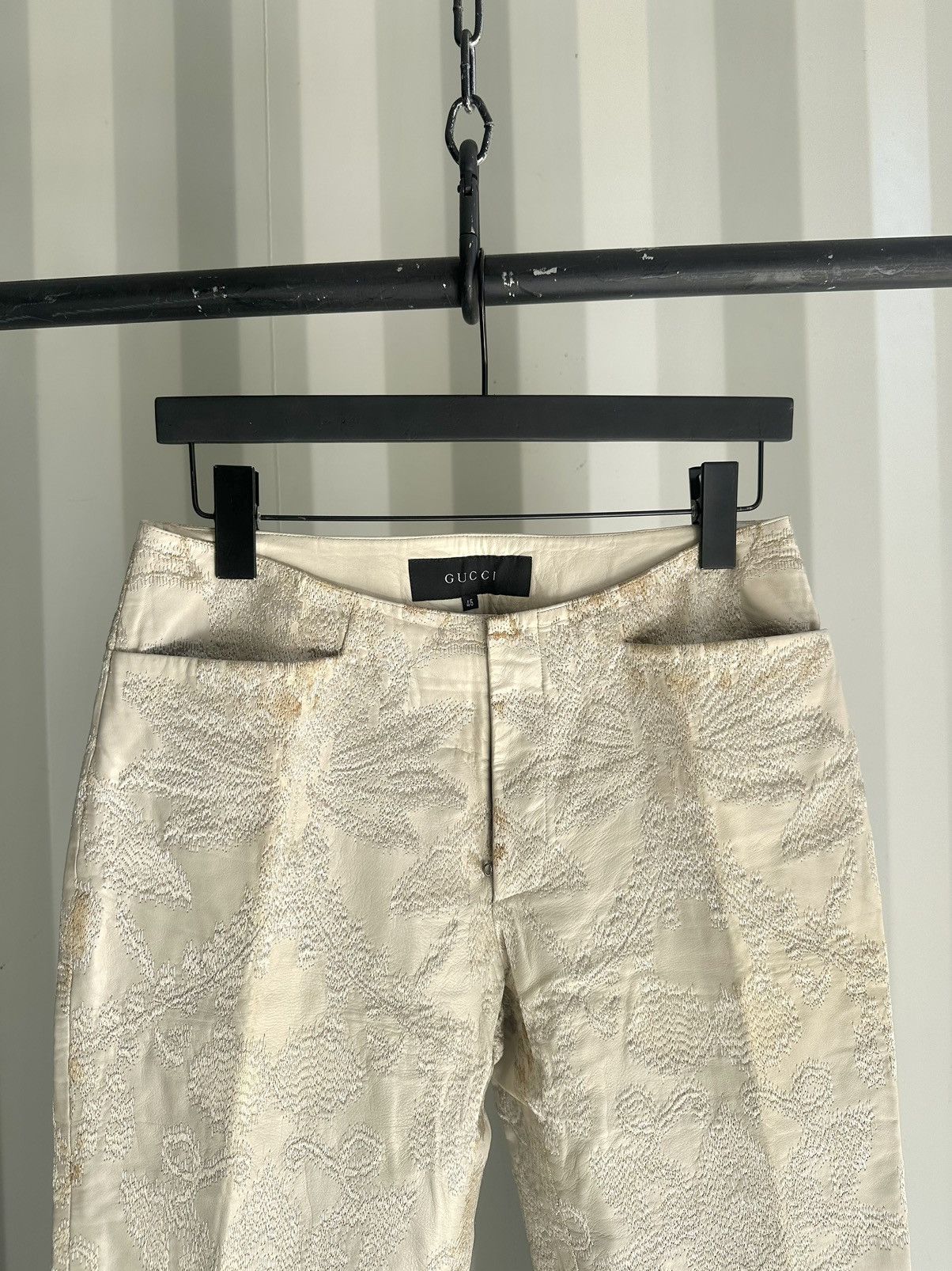 Gucci SS 2000 Embroidered Leather Pants Gucci Tom Ford Era Size US 30 / EU 46 - 2 Thumbnail