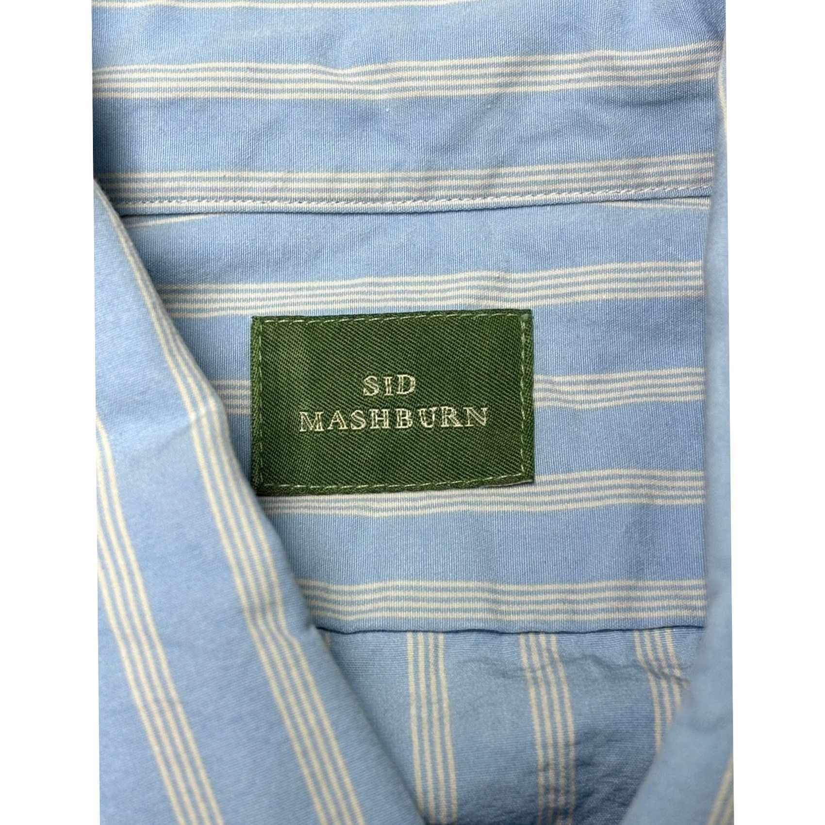 Sid Mashburn Sid Mashburn Mens Shirt Blue White Striped Cotton Button Down Spread Collar M Size US M / EU 48-50 / 2 - 4 Thumbnail