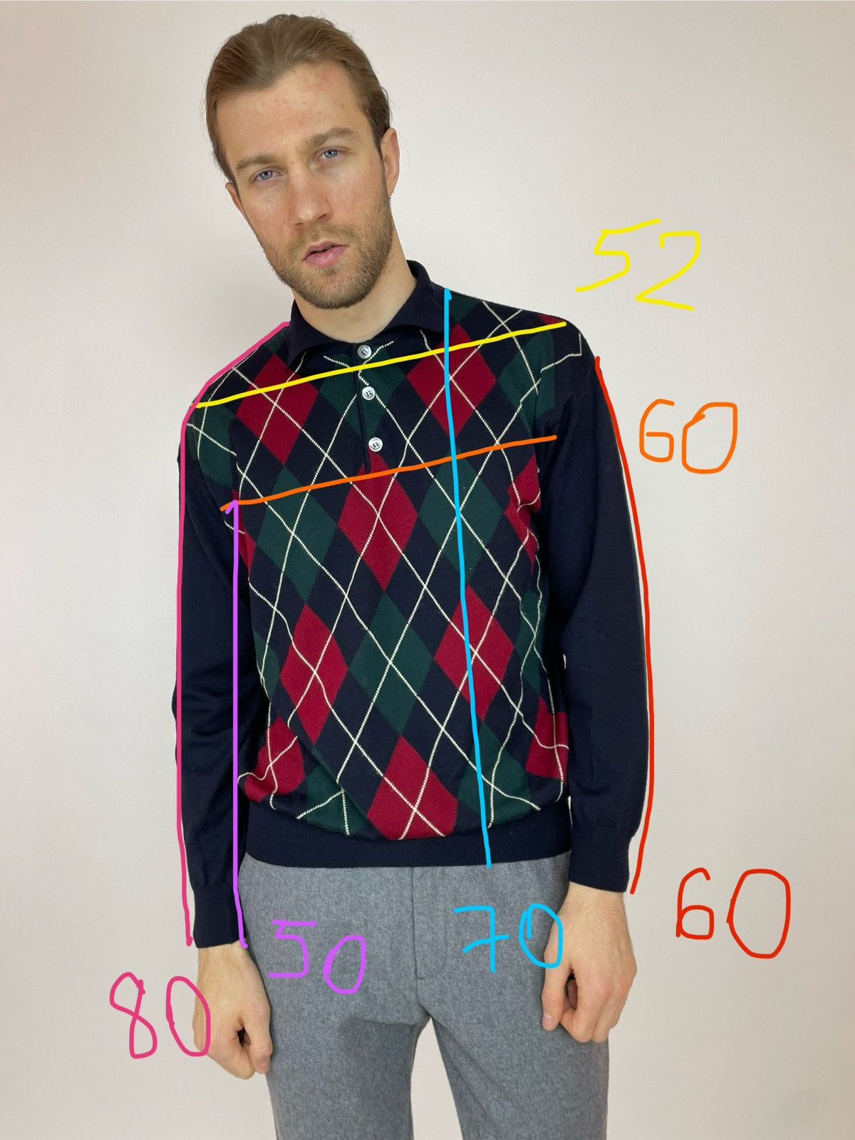 Japanese Brand × Vintage Royal Spencer Wool sweater knit Polo long sleeve size L-XL Size US XL / EU 56 / 4 - 13 Thumbnail
