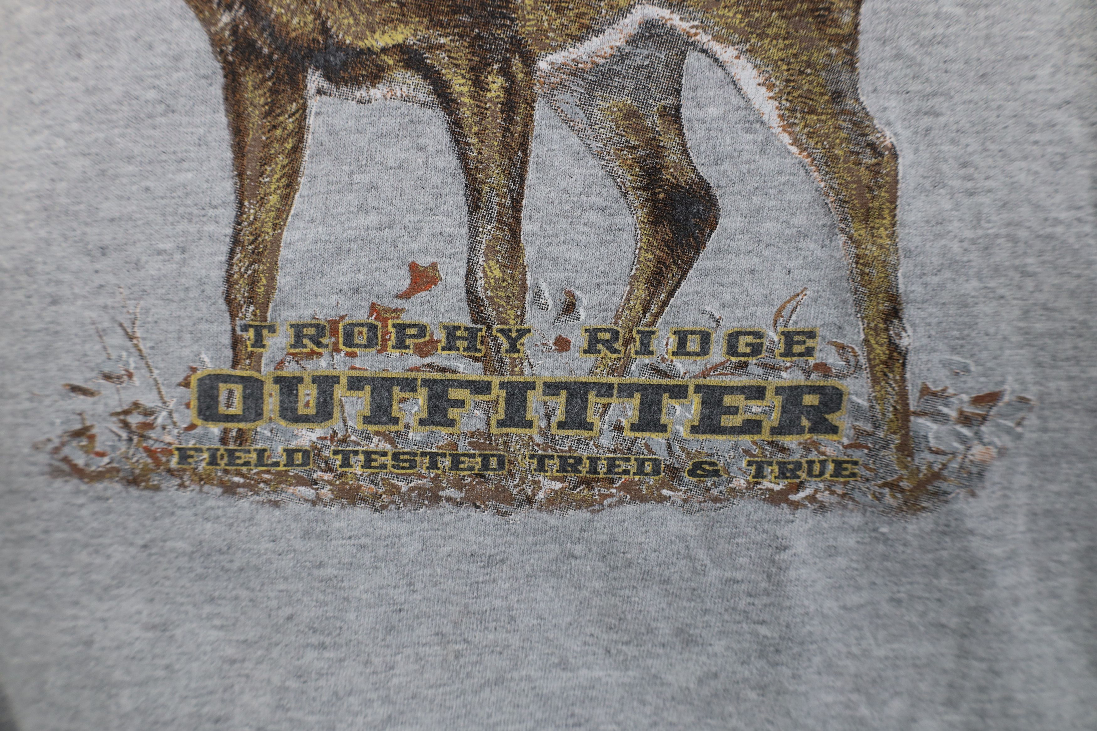 Vintage Vintage 90s Streetwear Nature Deer Buck Hunting T-Shirt Gray Size US XXL / EU 58 / 5 - 5 Thumbnail