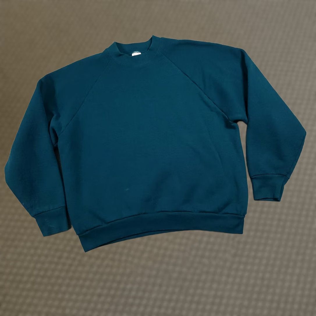 Fruit Of The Loom VINTAGE Fruit of the Loom Sweatshirt Womens Large Crewneck Pullover Made USA 90s Green Crew Neck Raglan Long Sleeve Size L / US 10 / IT 46 - 1 Thumbnail