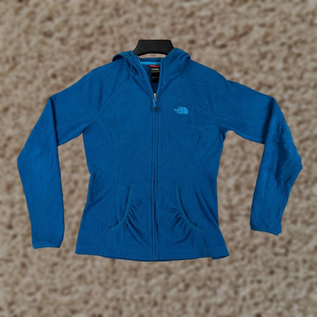 The North Face Jacket Women Small Blue Zip Hooded Polartec Warm Outdoor Fleece