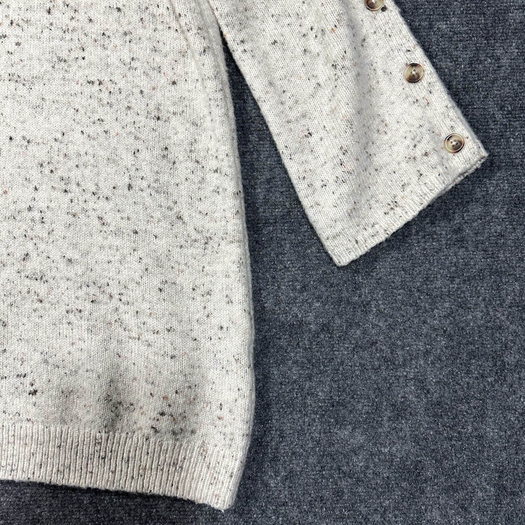 Madewell Madewell Button Sleeve Sweater Dress Knit Cream Speckled H3614 Large Beige Women Cardigan Dress Knit Size L / US 10 / IT 46 - 3 Thumbnail