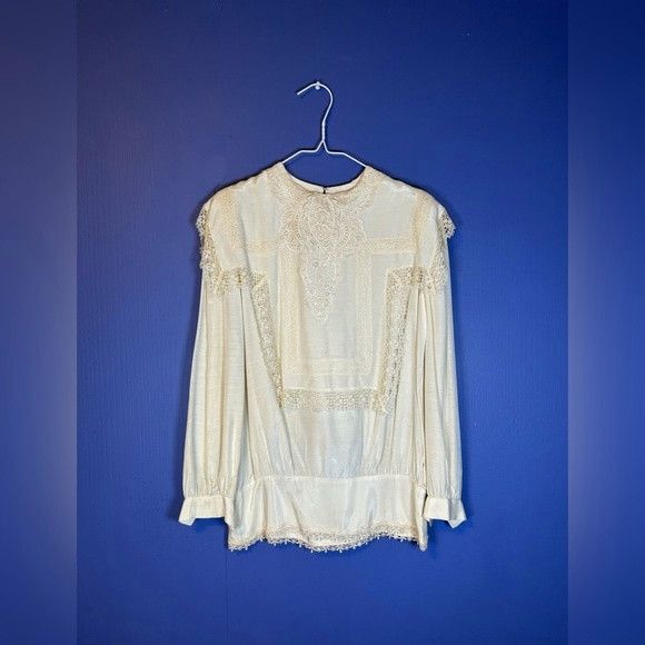 Other Vintage Miss Ashlee Ivory Lace Victorian Style Blouse Size S / US 4 / IT 40 - 1 Thumbnail