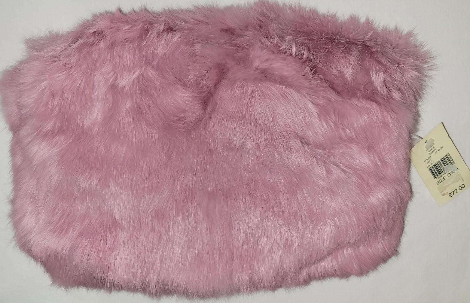 Designer Lord and Taylor pink rabbit fur hand muff Size ONE SIZE - 2 Thumbnail