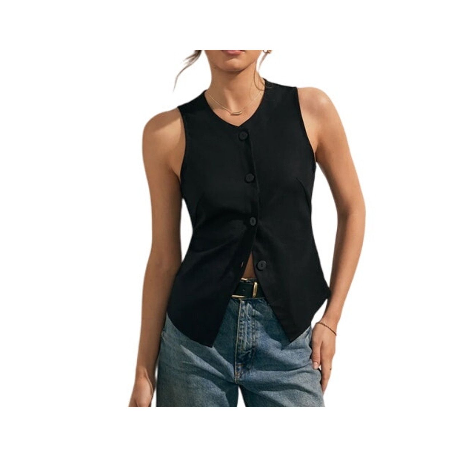 Other Commense Linen Blends Button Up Crew Neck Sleeveless Tank Size L / US 10 / IT 46 - 3 Thumbnail