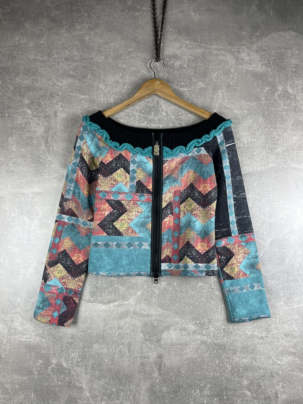Acne Studios Y2K Save The Queen Multicolor Geometric Knit Zip Jacket Size S / US 4 / IT 40 - 1 Thumbnail