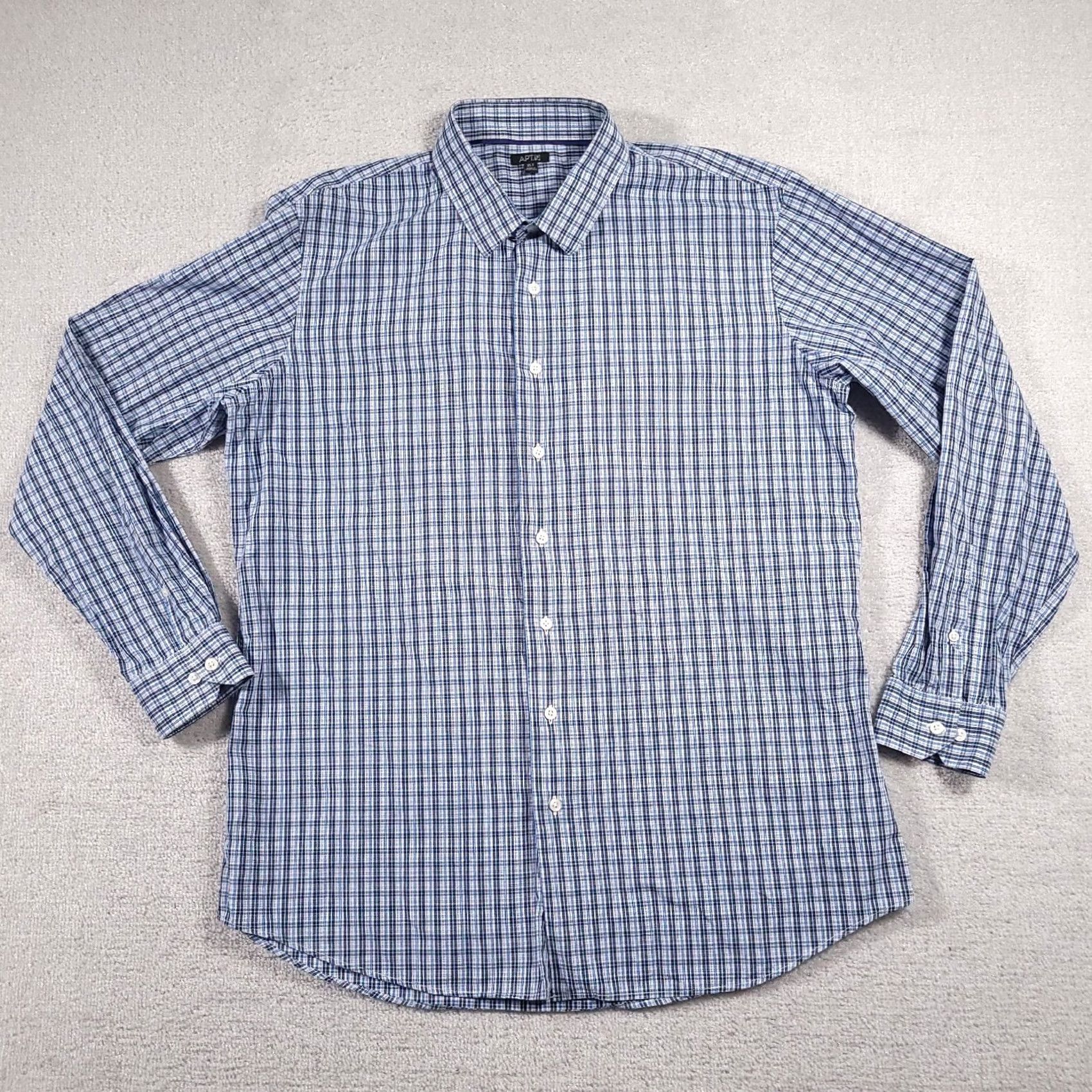 Apt. 9 Apt 9 Button Up Shirt Mens XLT Tall Blue Collared Check Pattern Long Sleeve Size US XL / EU 56 / 4 - 2 Thumbnail