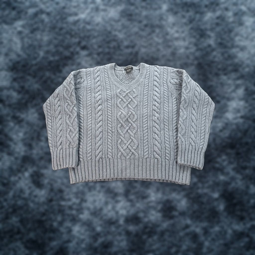 J.Crew VINTAGE J.CREW Cable Knit Sweater Womens Size M Blue Wool V-Neck Pullover Knit Long Sleeve for Women Size M / US 6-8 / IT 42-44 - 1 Thumbnail