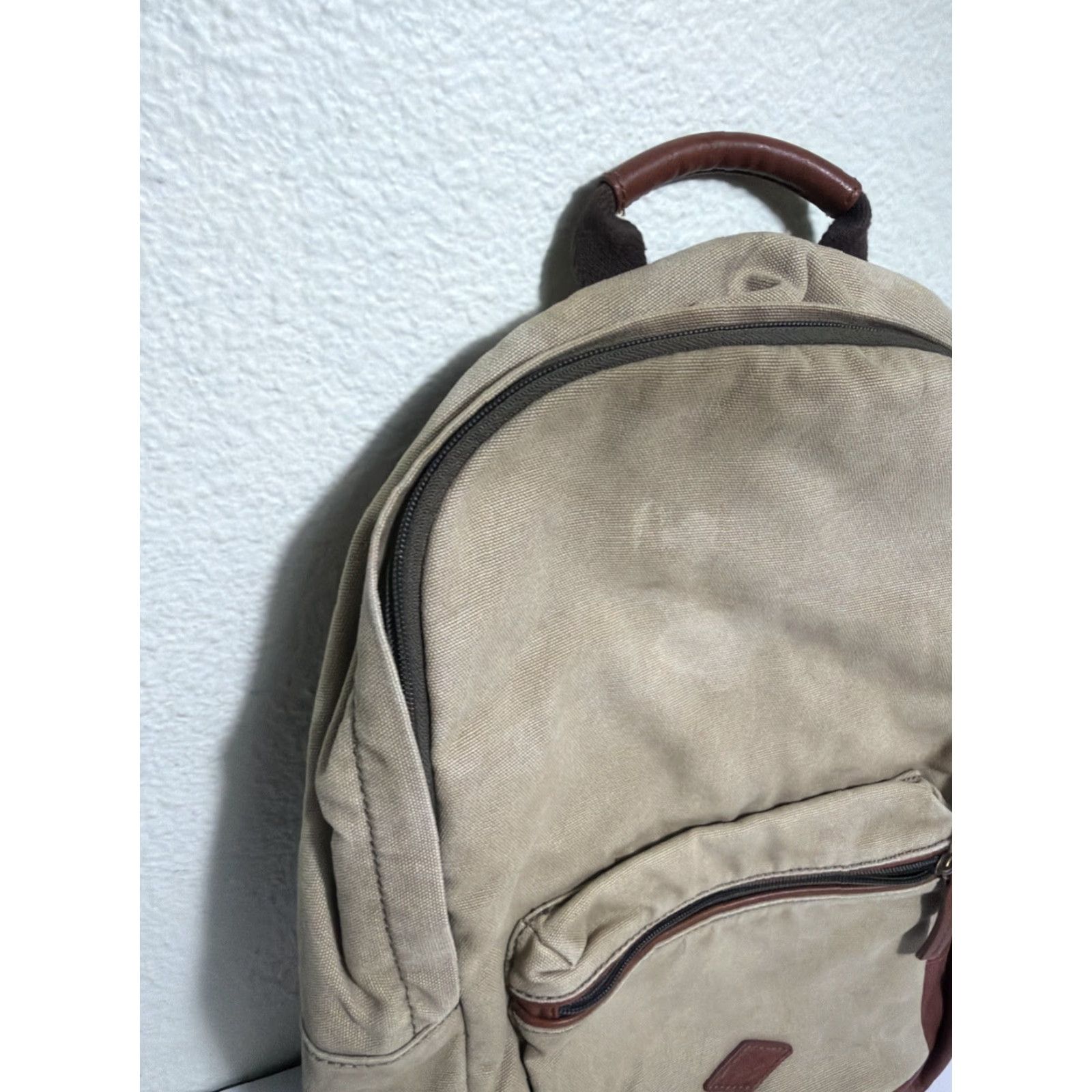 Fossil Fossil Backpack Canvas Leather Estate Brown Beige 16x10x5 Men Mens Size ONE SIZE - 6 Thumbnail