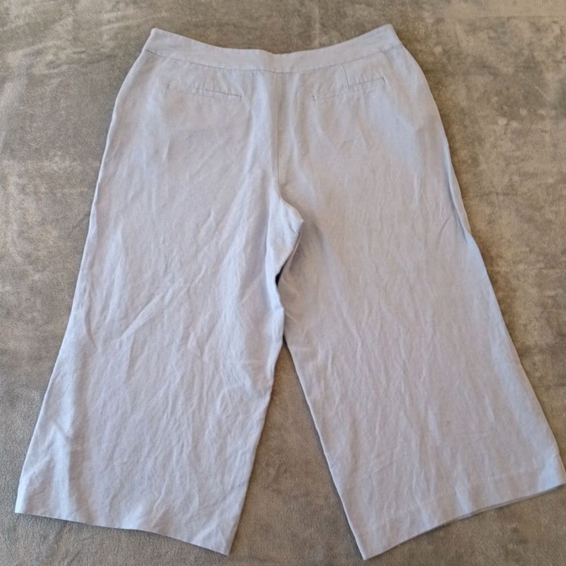 Ann Taylor Ann Taylor Loft Capri Pants Womens Size 14 Blue Wide-Leg Linen Blend Pockets 36x21 Size 36" / US 14 / IT 50 - 2 Thumbnail