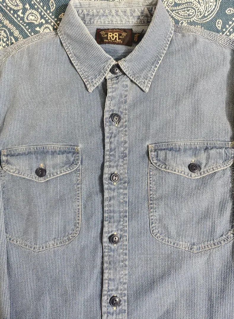 RRL Ralph Lauren RRL Ralph Lauren Striped Shirt Indigo Dye Size US M / EU 48-50 / 2 - 2 Thumbnail