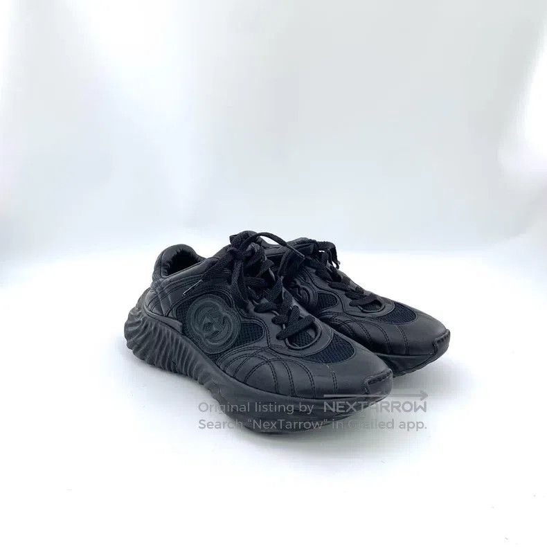 Gucci Gucci Black logo tie-up casual flat sneakers Size US 8 / IT 38 - 2 Thumbnail
