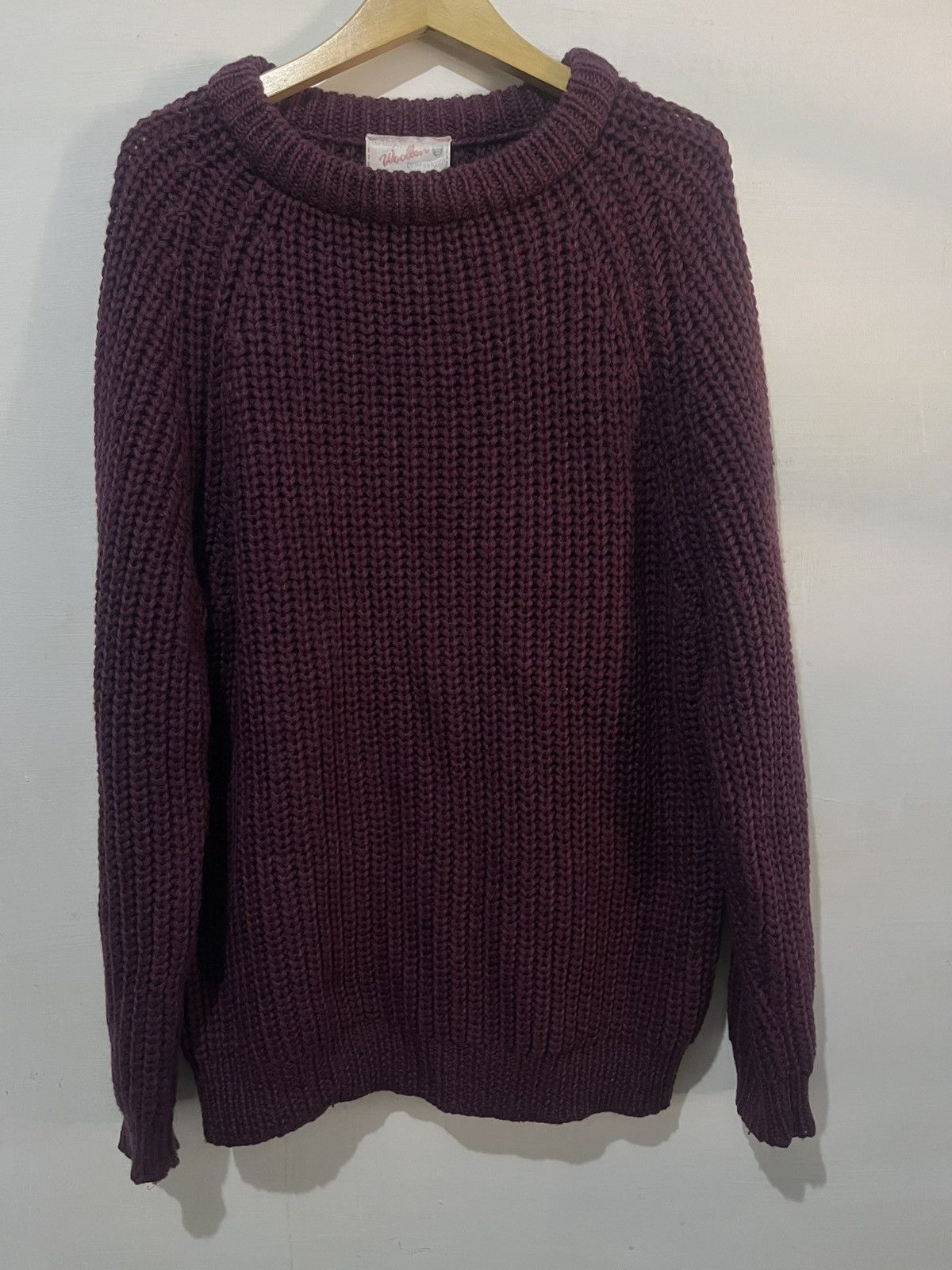 Paul Harnden Shoemakers Antique Chunky Knit Lambswool Sweater Burgundy Size US XL / EU 56 / 4 - 3 Thumbnail