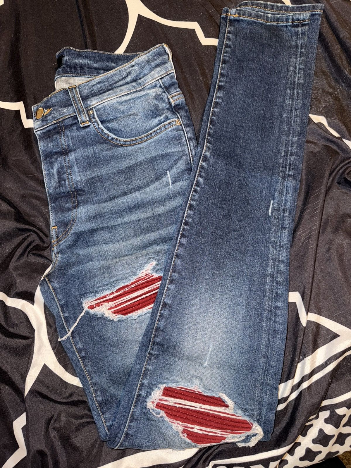 Amiri 🔥 Amiri Mx1 Cherry Suede Patch 🔥 Size US 31 - 3 Thumbnail