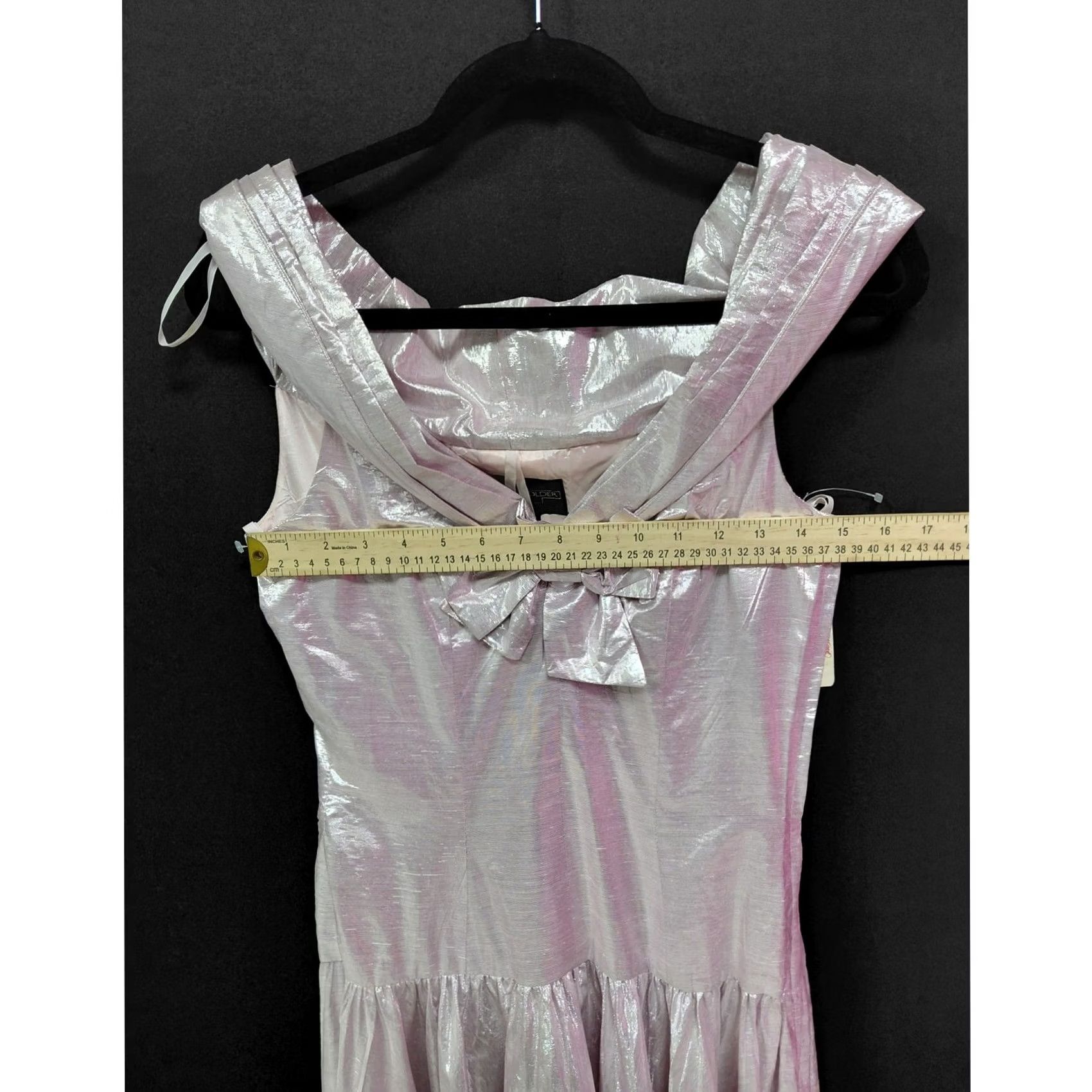 Vintage NWT TERENCE NOLDER Metallic Bow Dress Silver Solid Women Size 8 Tank Dress Sleeveless Midi Formal Party Wedding Bow Accent Size M / US 6-8 / IT 42-44 - 7 Thumbnail