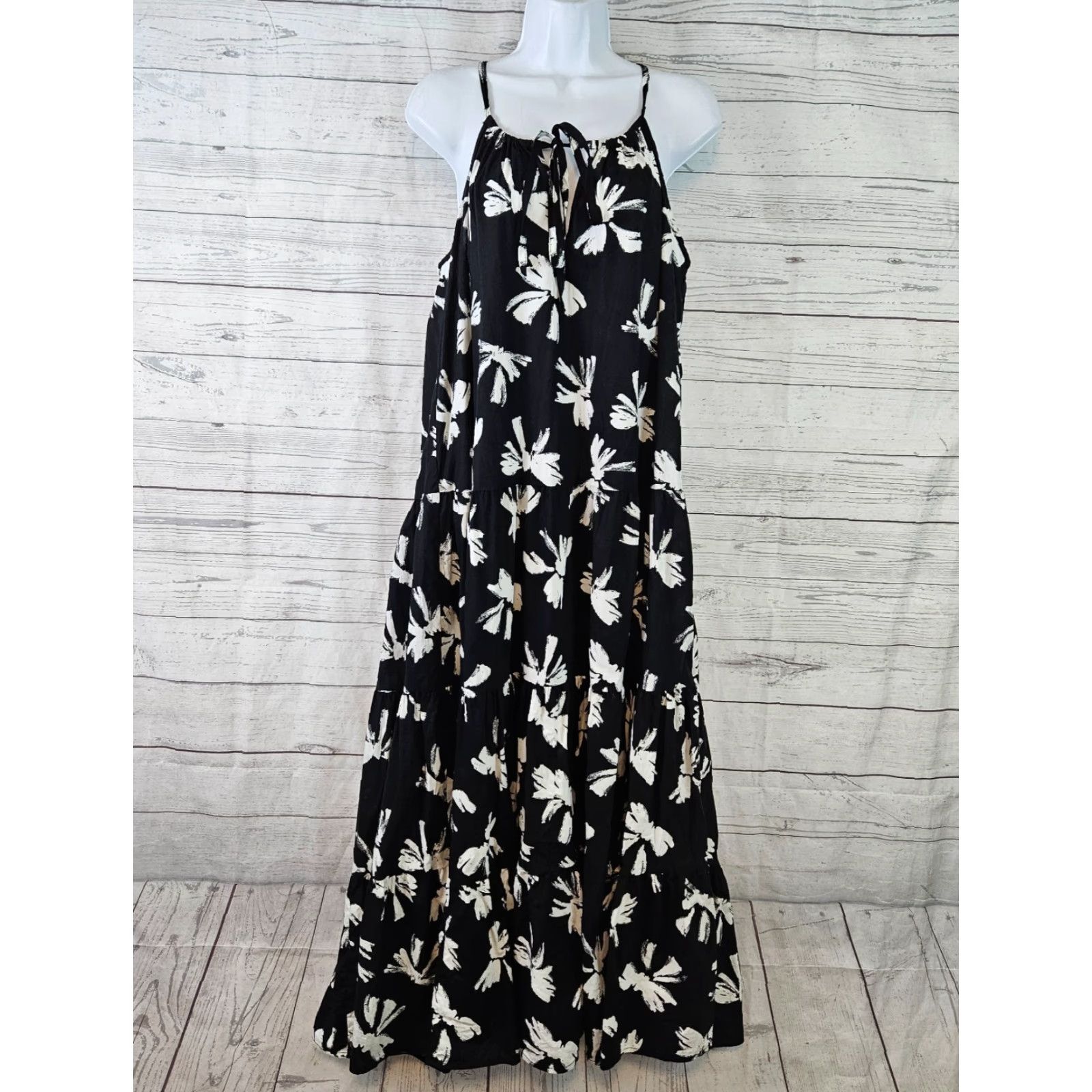 Vintage ee:some Womens Maxi Dress S Small Black Cotton Sleeveless Casual Summer Spring Maxi Womens Small Black Cotton Sleeveless Dress Size S / US 4 / IT 40 - 2 Thumbnail
