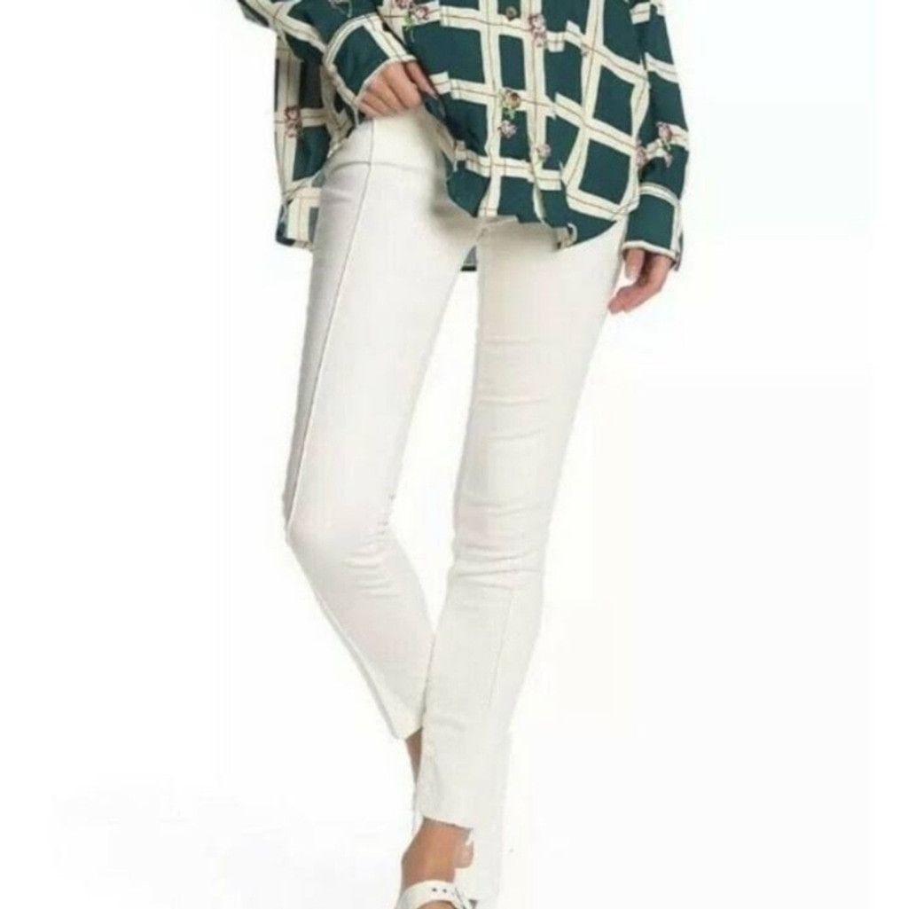 Free People Free People Del Wray white skinny raw hem ankle jeans sz 26 Size 26" / US 2 / IT 38 - 1 Thumbnail