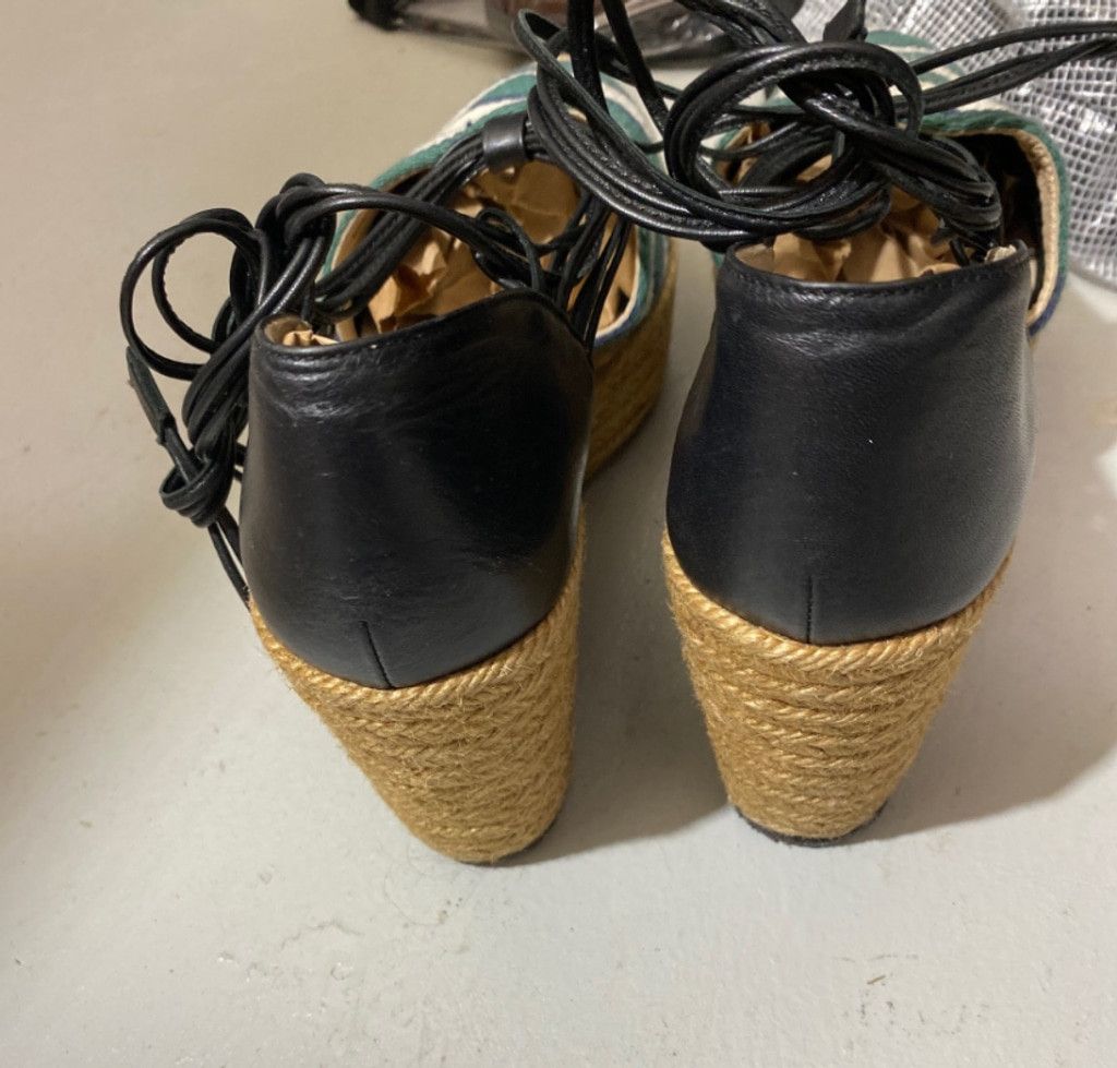 Chloe Chloe Green/White Striped Leather Tie-Up Espadrille W9 Size US 9 / IT 39 - 3 Thumbnail