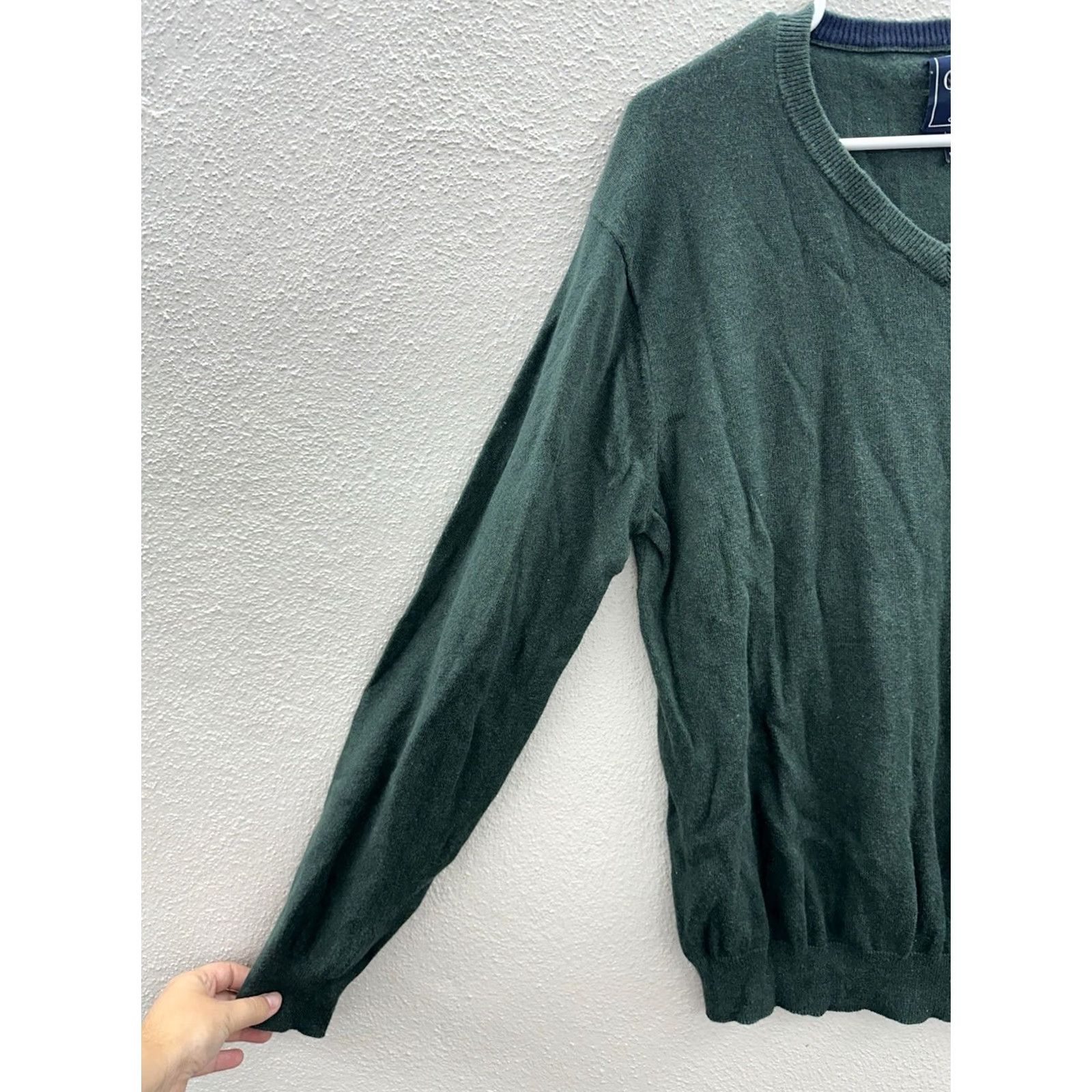 Chaps Chaps Mens Sweater Size Medium Green Long Sleeve V-Neck Cotton Cashmere Pullover Knit Regular Mens Middleweight Casual Knitwear Size US M / EU 48-50 / 2 - 3 Thumbnail
