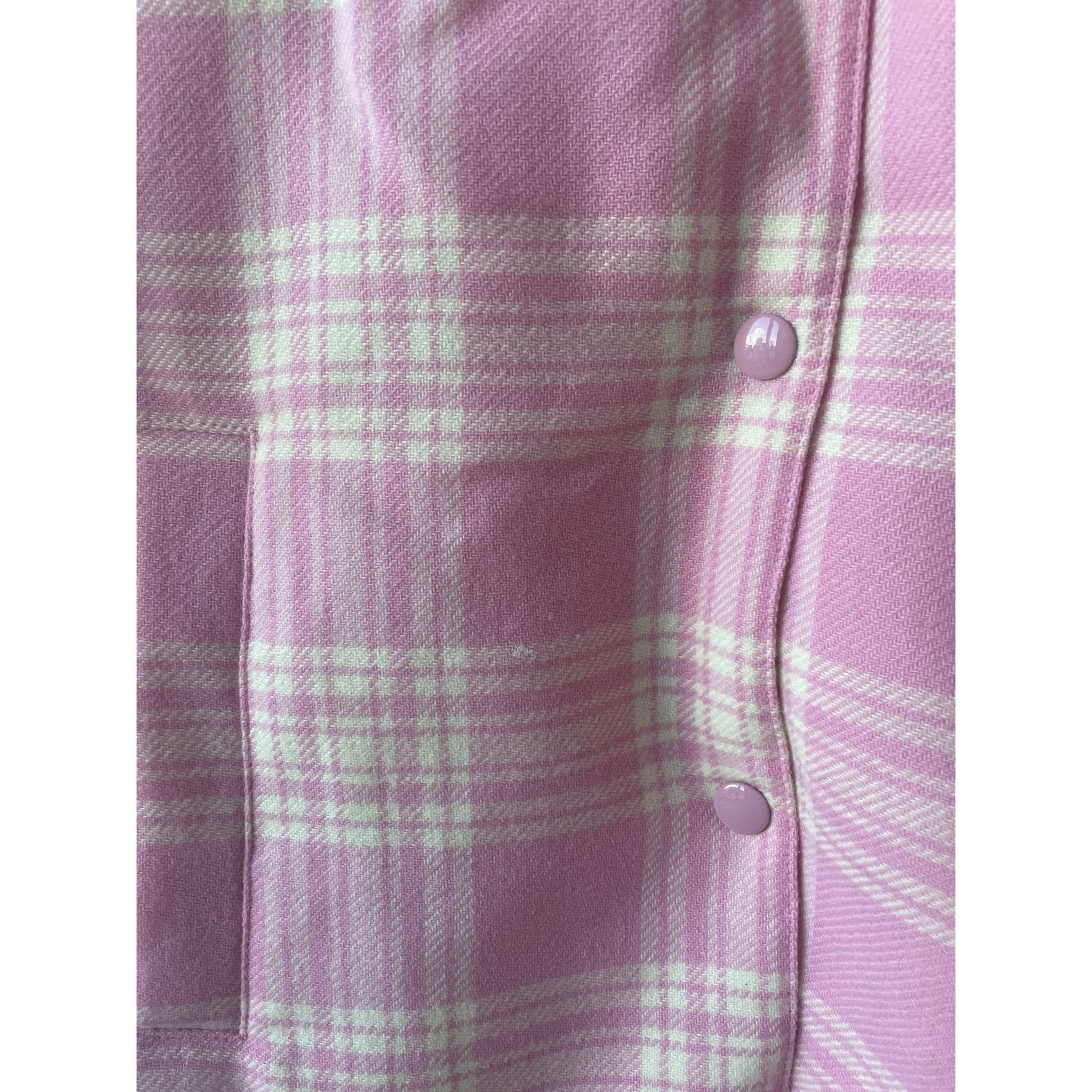Miu Miu Miu Miu Pink & White Plaid Wool Button-Up Shirt Jacket Women Size XS / US 0-2 / IT 36-38 - 7 Thumbnail