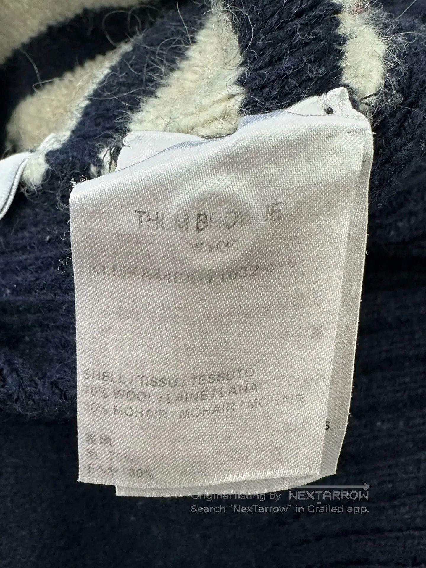 Thom Browne Thom Browne Dark blue classic four-stripe mohair knit swea Size US XL / EU 56 / 4 - 4 Thumbnail