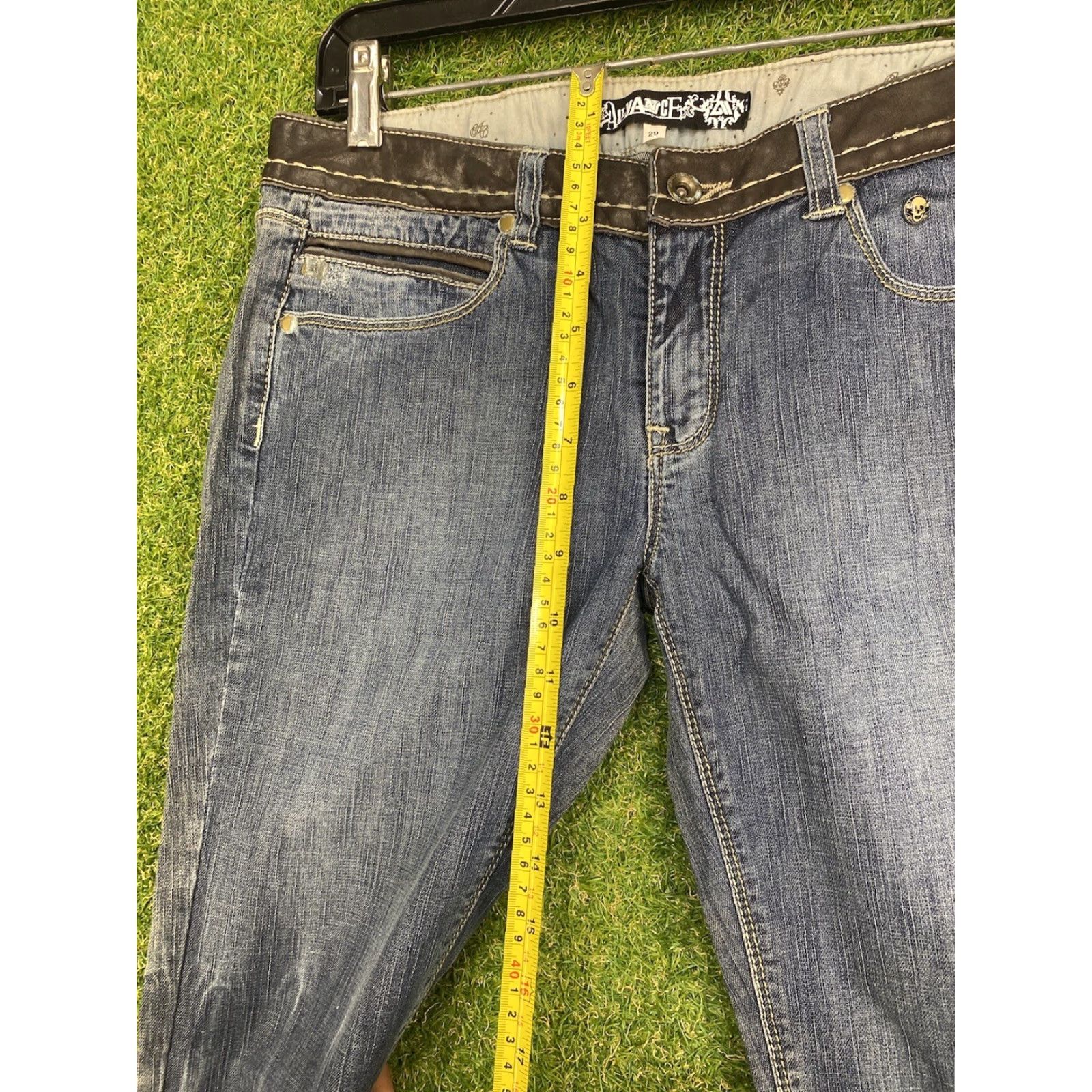 Vintage Allyance Blue Denim Jeans Womens Size 29 Low Rise Flare 30" Inseam Stretch Pockets Size 29" - 6 Thumbnail