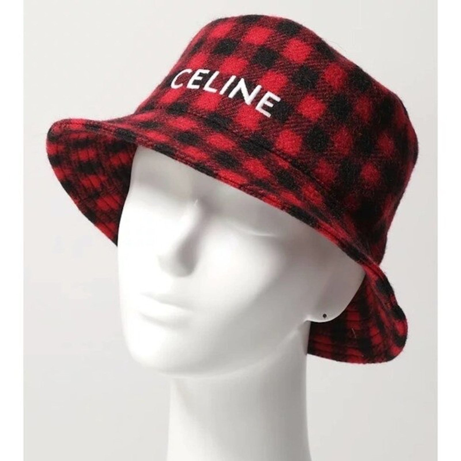 Celine Celine Paris Checkered Check Wool Sun Fall Bucket Hat M Size ONE SIZE - 3 Thumbnail