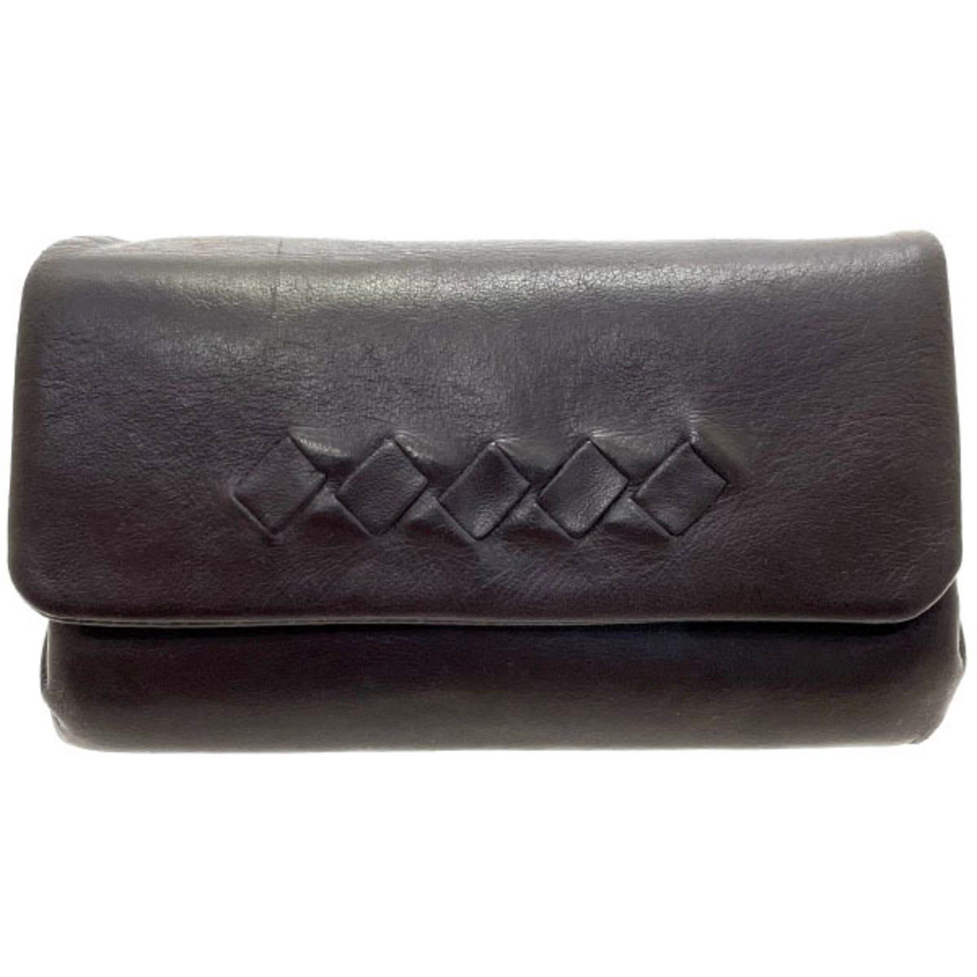 image of Bottega Veneta Wallet Intrecciato Compact Leather Dark Brown 196307 Bottega Veneta Bi-Fold Ss-11378