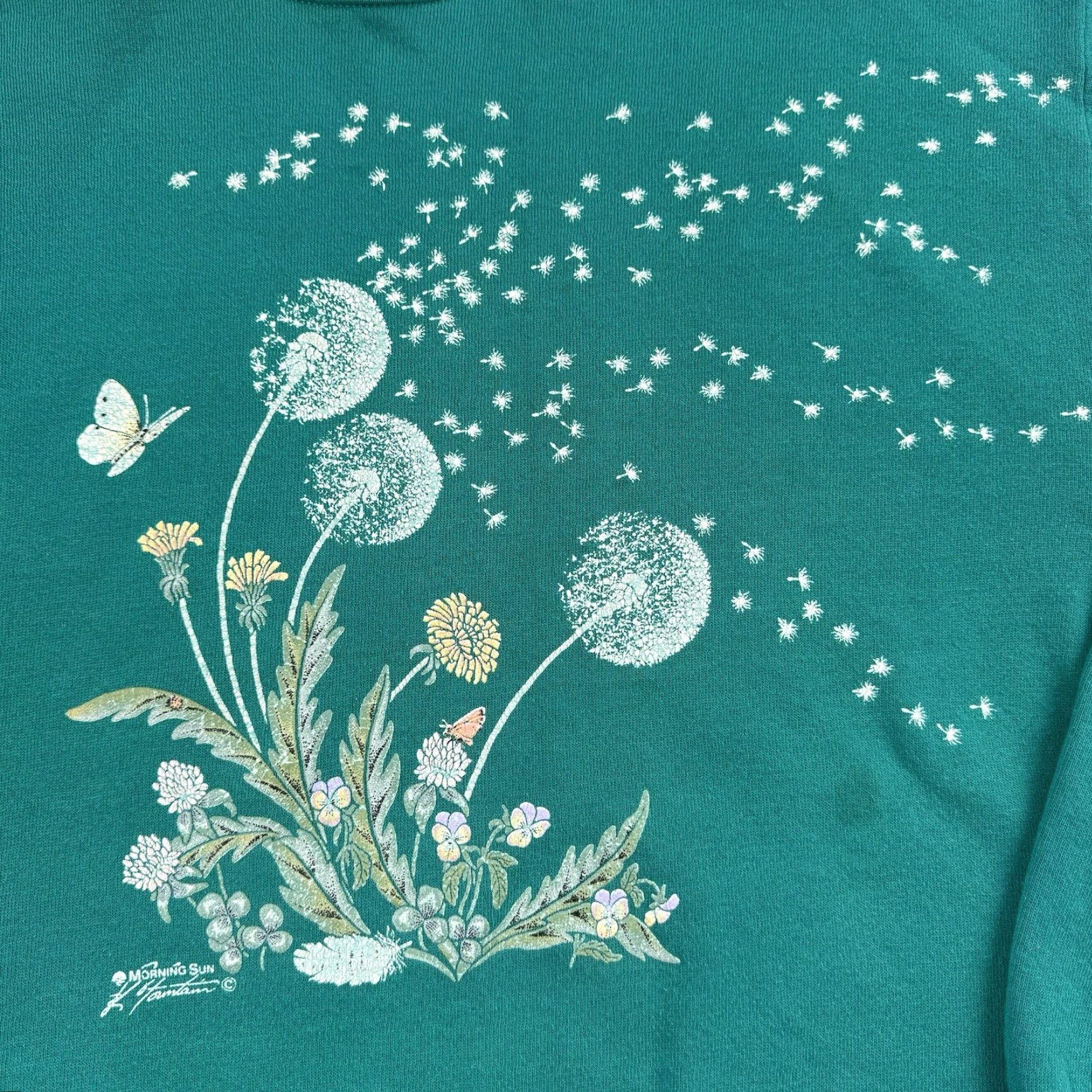 Vintage VINTAGE Morning Sun Sweatshirt Women’s Medium Pullover Crew Neck Long Sleeve Teal Nature 90s Size M / US 6-8 / IT 42-44 - 5 Thumbnail
