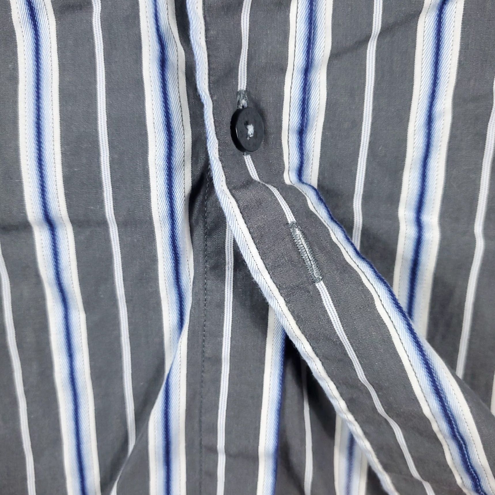 Vintage 7 Diamonds Shirt Mens Long Sleeve Button-Up Striped Gray Blue Cotton M Casual Preppy Classic Size US M / EU 48-50 / 2 - 3 Thumbnail