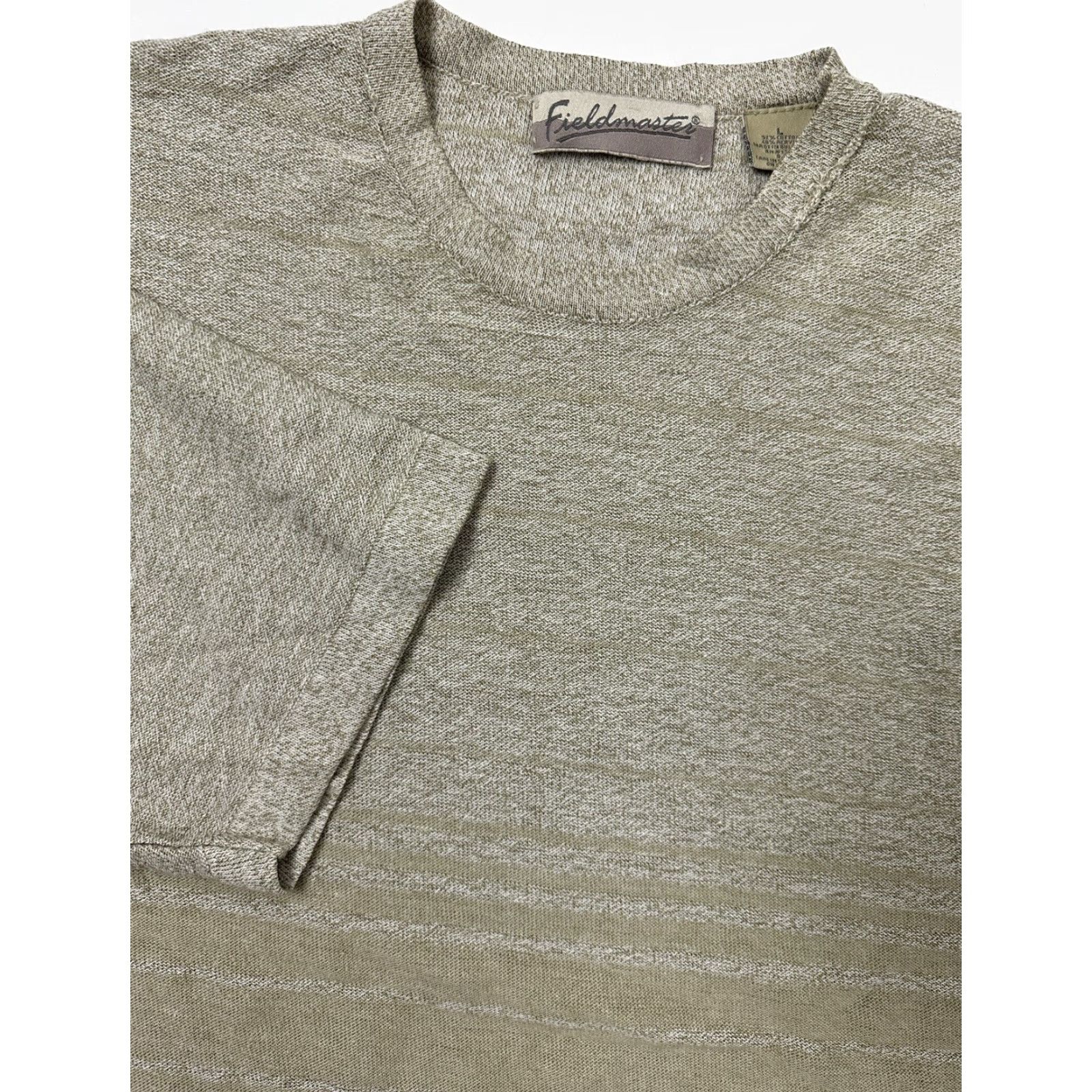 Vintage VINTAGE Fieldmaster Knit T-Shirt Men L Beige Striped Lightweight 90s Casual Minimal Crew Neck Short Sleeve Pattern Cotton Acrylic Size US L / EU 52-54 / 3 - 2 Thumbnail