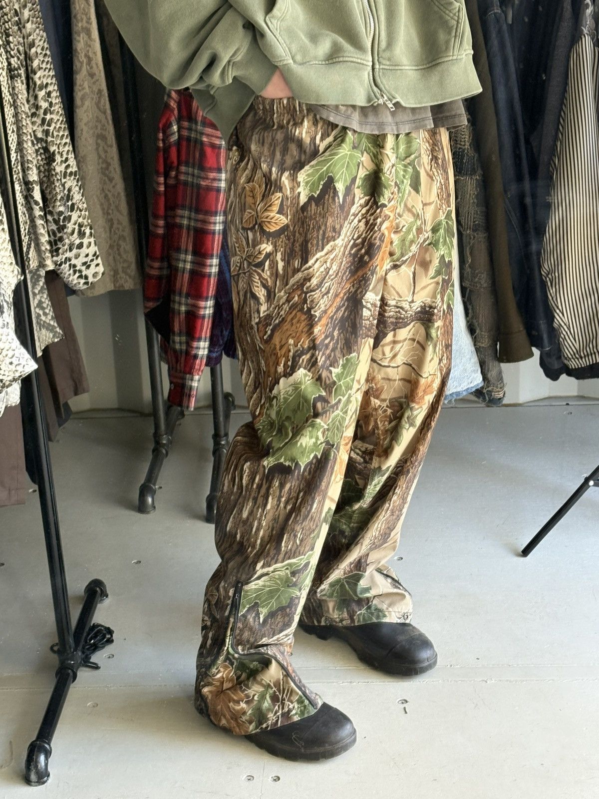 Vintage Camo Zip Flare Pants ERD Grunge Thrashed Size US 31 - 7 Thumbnail