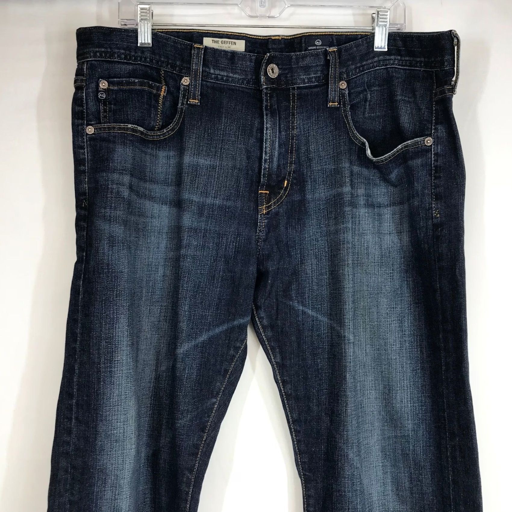 Denime AG Adriano Goldschmied The Geffen Easy Slim Dark Wash Denim Jeans Mens 38x32 Size US 34 / EU 50 - 2 Thumbnail