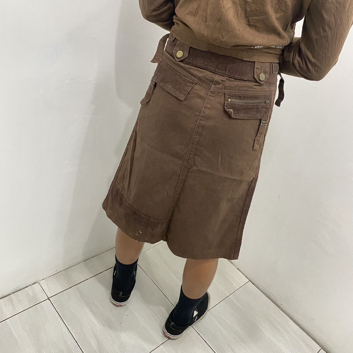 Seditionaries × Vintage Vintage Brown Cargo Midi Skirt Japanese Y2K Grunge Size 38" / US 16 / IT 52 - 5 Thumbnail
