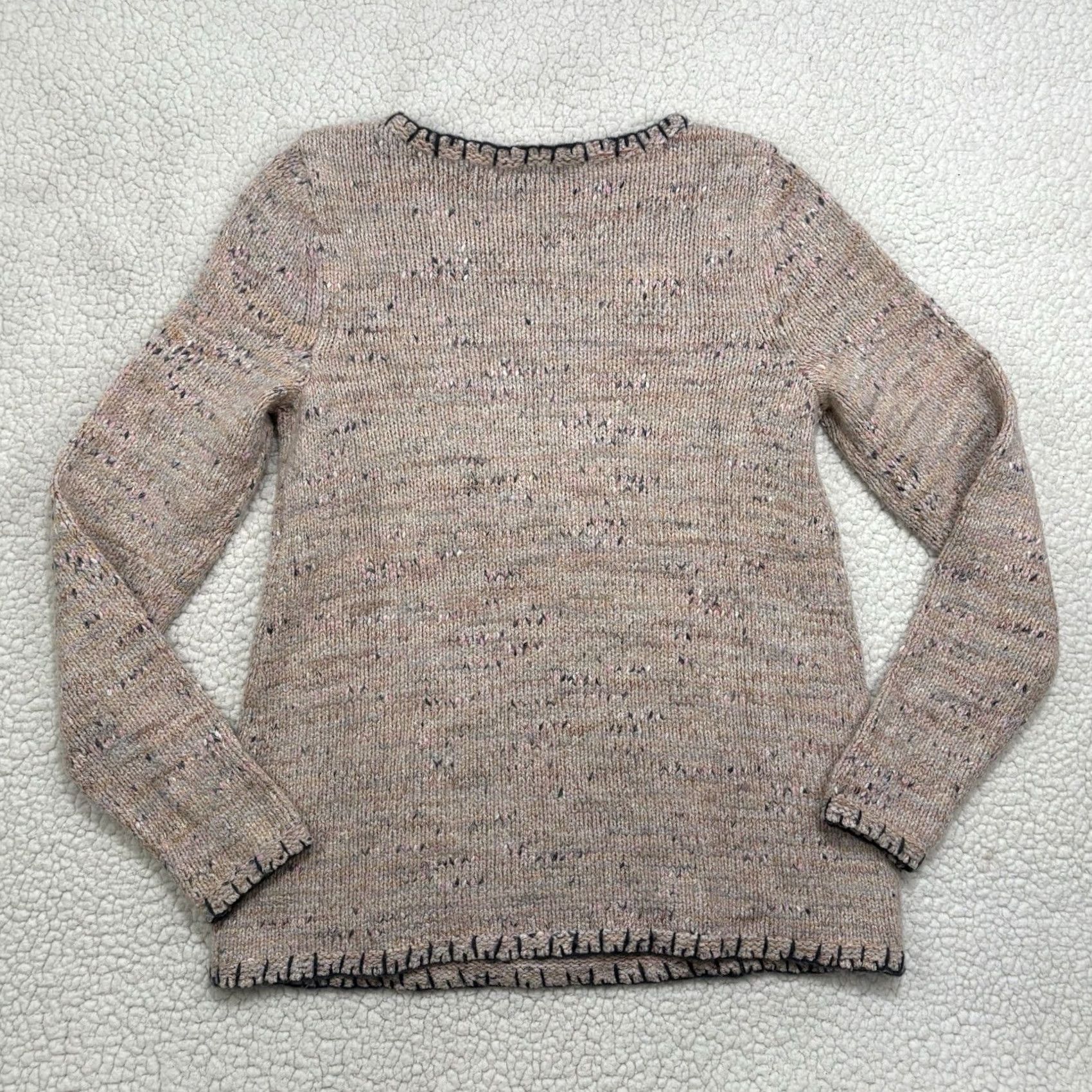J. Jill J Jill Multicolor Cotton Blend Chunky Knit Sweater Womens S Whipstitch Crew Neck Pullover Size S / US 4 / IT 40 - 5 Thumbnail