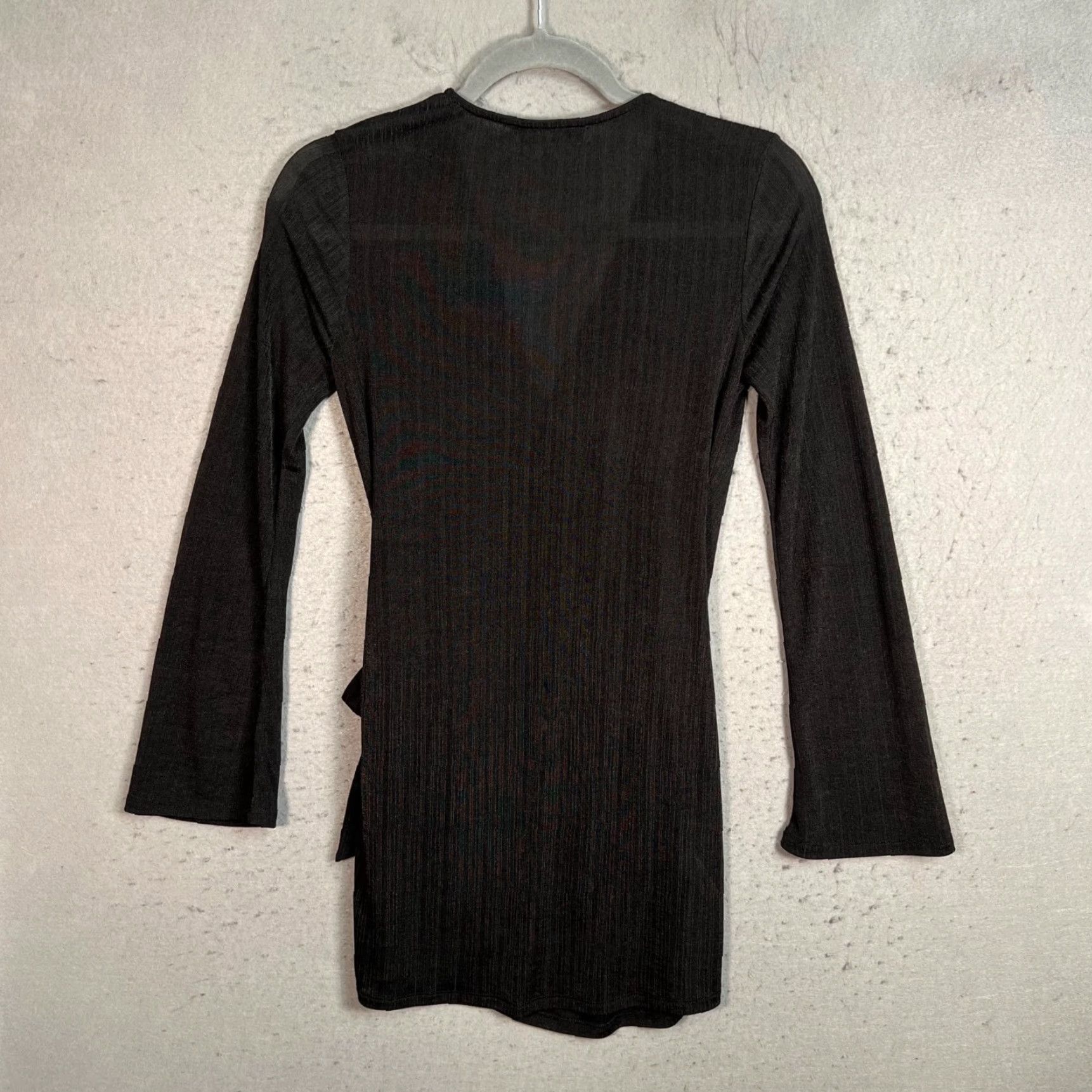 Mango Mango Womens XS Black Wrap Dress Long Sleeve Size XS / US 0-2 / IT 36-38 - 2 Thumbnail