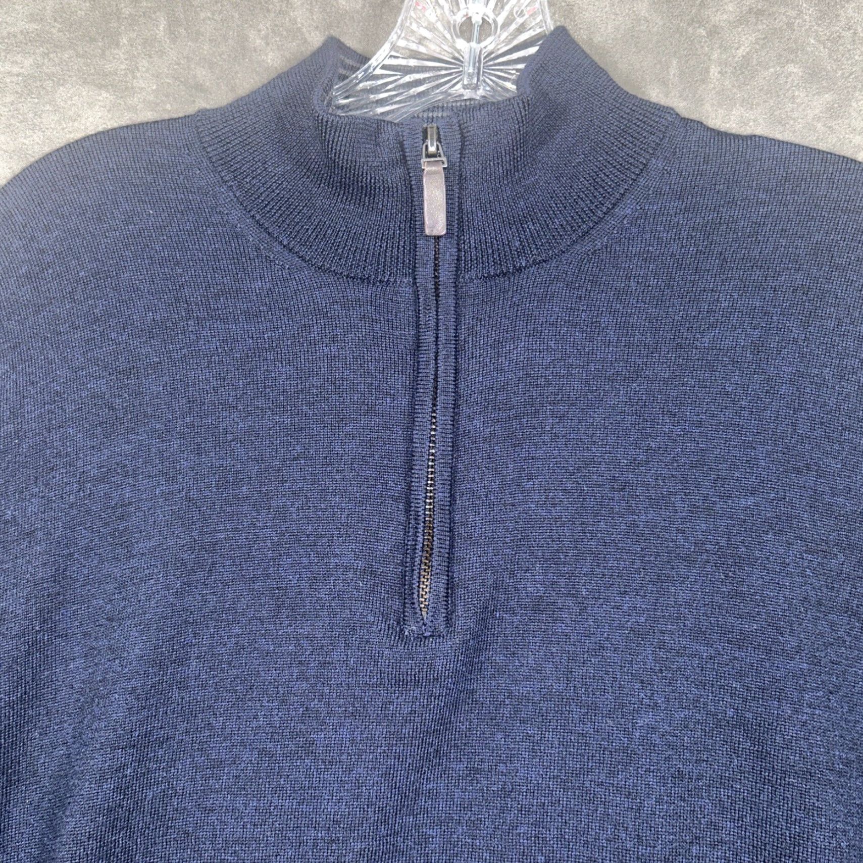 UNTUCKit UNTUCKit Extra Fine Merino Wool Sweater Mens M Dark Navy 1/4 Zip Belguardo Size US M / EU 48-50 / 2 - 2 Thumbnail