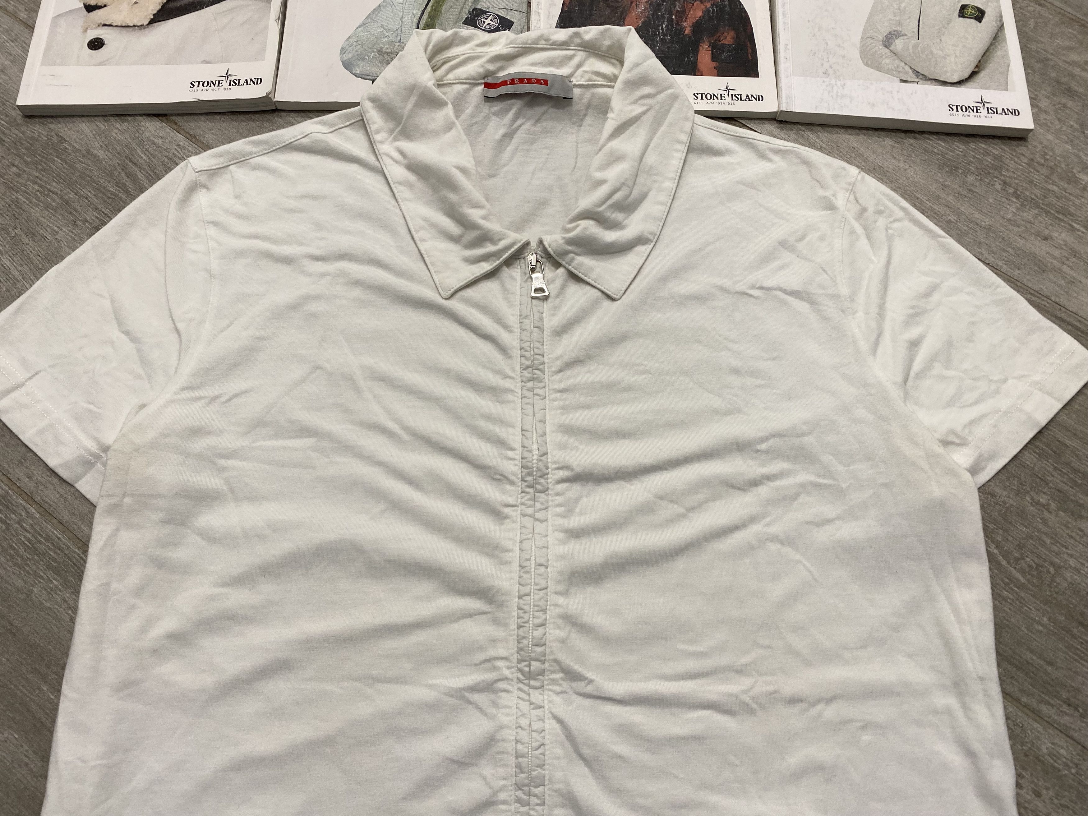 Prada × Vintage Vintage Prada Red Tab Full Zip & Pocket T-Shirt Size L / US 10 / IT 46 - 2 Thumbnail