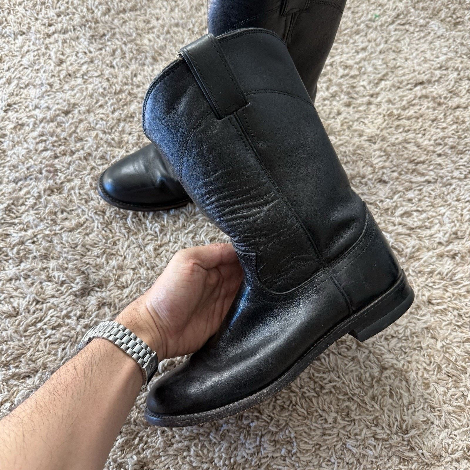Justin Boots Justin Black Classic Roper Cowboy Boot L3703 Ladies Size 6 B Size US 6 / IT 36 - 4 Thumbnail